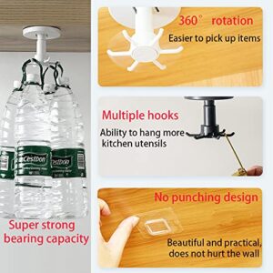 Superlike Kitchen Hooks Under Cabinet Utensil Hanger Holder Sticky Hooks for Kitchen Bathroom 2Pcs White with 4pcs Small Item Hooks