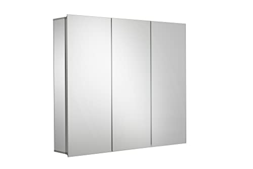 Croydex Thurmond Tri-View, Recessed or Surface Mount Medicine Cabinet, 30W x 26H, Aluminum