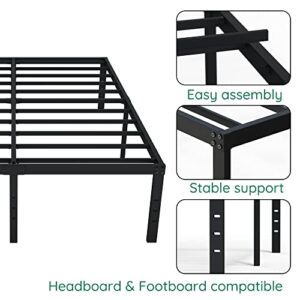 DiaOutro 18 Inch Queen Bed Frame Heavy Duty Metal Platform No Box Spring Needed, Maximum Storage, Easy Assembly, Noise Free, Black