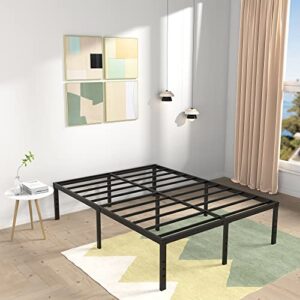 DiaOutro 18 Inch Queen Bed Frame Heavy Duty Metal Platform No Box Spring Needed, Maximum Storage, Easy Assembly, Noise Free, Black