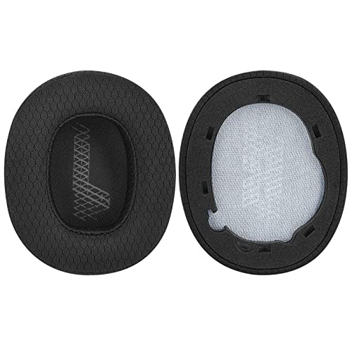 Geekria Comfort Mesh Fabric Replacement Ear Pads for JBL Live 650 BTNC, Lifestyle E65BTNC, Duet NC, Live 660 BTNC Headphones Ear Cushions, Headset Earpads, Ear Cups Cover Repair Parts (Black)