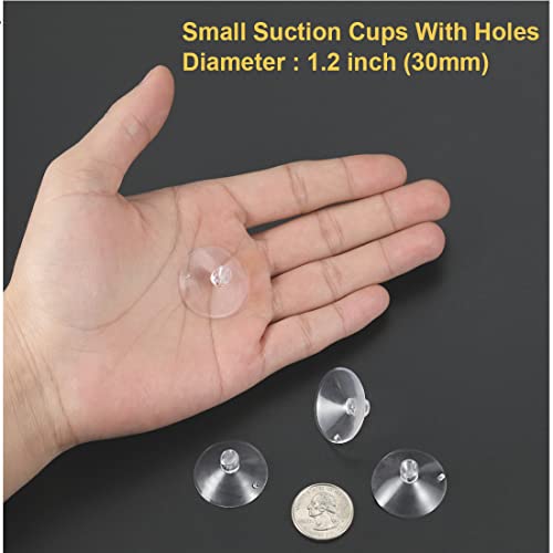 LuluEasy 100 Pieces 1.2 inch Small Suction Cups with Holes Clear Plastic Sucker for Hanging Crafts, Plush Dolls, Festivals Parties Theme Carnival Decoration Aquarium Thematic Ornaments