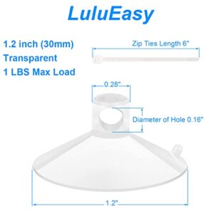 LuluEasy 10 Pieces Suction Cups with 20 Pieces Adjustable Zip Ties for Hanging Crafts, Plush Dolls, Festivals Decoration, Aquarium Thematic Ornaments Fish Tank Binding Moss Shrimp Dodging Nest