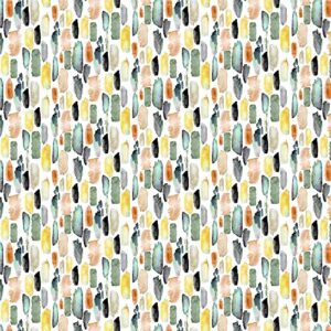 texco inc 100% combed quilting prints craft cotton apparel home/diy fabric, ivory olive lemon rust 1 yard