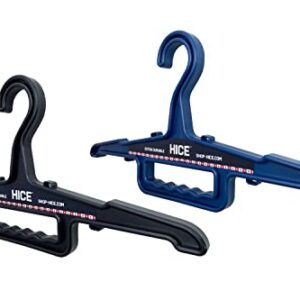 HICE Heavy Duty Hanger | Bundle of 2 | Clothes Hangers with s-Hooks | 150 lb Load Capacity | Durable High Impact Resin | Body Armor, Survival Equipment, Coats, Pants or Belts (Black and Navy Blue)