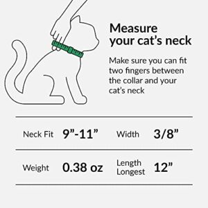 CollarDirect Leather Cat Collar with Bell - Kitten Collar, Small and Big Cat Collar for Boy Cats, Girl Cats with Safety Elastic Strap (Neck Fit 9"-11", Mint Green)