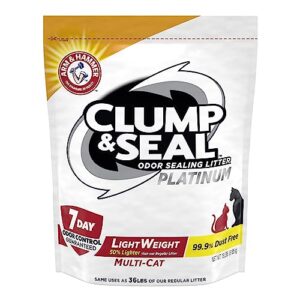 arm & hammer clump & seal odor sealing lightweight multi-cat scented clumping cat litter with 7 days of odor control, 18 lbs. (packing may vary)