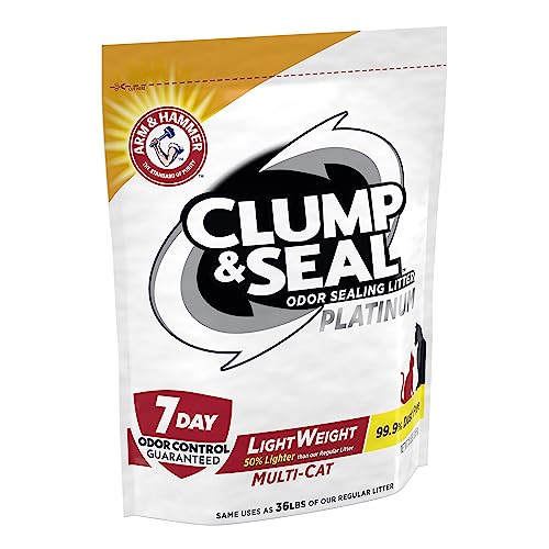 ARM & HAMMER Clump & Seal Odor Sealing Lightweight Multi-Cat Scented Clumping Cat Litter with 7 Days of Odor Control, 18 lbs. (Packing May Vary)