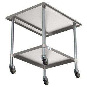 KoolMore Commercial 30” x 36” Stainless Steel Work Table with Wheels for Restaurant or Home Use, Under Storage Shelf for Food, Tools, and Hardware, Heavy Duty Metal Workspace (CT3036-18C), Silver