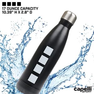 Capelli Sport Water Bottle Stainless Steel, Vacuum Double Wall Insulated Thermos Sports Water Bottle, Black