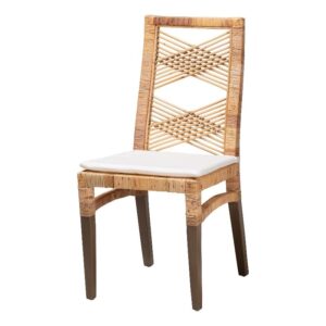 baxton studio poltak modern natural brown rattan dining chair