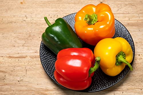 Sweet Bell Pepper Seeds Collection, 200 Seeds, 4 Heirloom Non-GMO Varieties. Giant Green, Yellow Sunbright, Orange Horizon, Big Red.