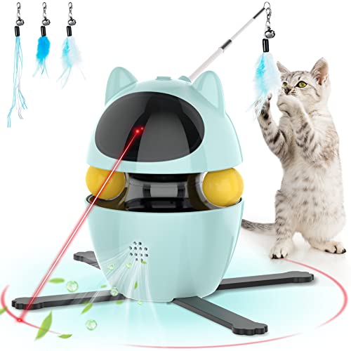 Biubiucat Cat Toys for Indoor Cats: Rechargeable Automatic Interactive Cat Toy - Electric Robotic Kitten Feather Toys - Adjustable Laser Angle for Exercise, Play Alone, Chasing