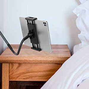 BEATYLIFE Wall Mount Tablet Phone Holder for Bed Kitchen Hair Salon Studio, Gooseneck Flexible Arm Clip Wall Tablet Cell Phone Stand, Compatible with iPhone, iPad, Fire HD 8, Galaxy Tabs 4.7"-11"