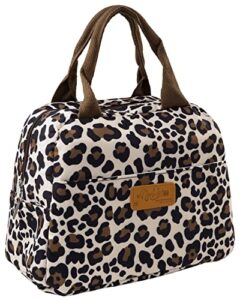 mohern leopard lunch bag for women, insulated lunch bag for adult, lunch bag women, womens lunch bag for work, travel or picnic (leopard)