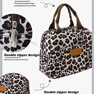MoHern Leopard Lunch Bag for Women, Insulated Lunch Bag for Adult, Lunch Bag Women, Womens Lunch Bag for Work, Travel or Picnic (Leopard)