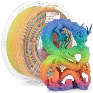 pla+ 3d printer filament, pla filament 1.75mm rainbow pla, color change filament dimensional accuracy +/- 0.03 mm,1 kg spool