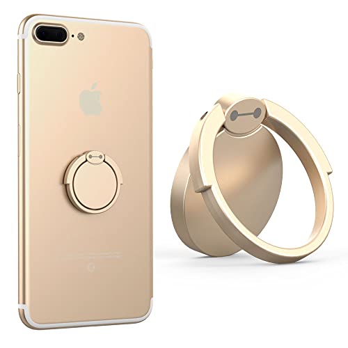 VOVIGGOL Cell Phone Ring Holder Finger Kickstand, 360° Rotation Cute Phone Ring Grip Phone Ring Stand Metal Phone Ring for Car Mount Magnetic Compatible with All Smartphones (Gold)