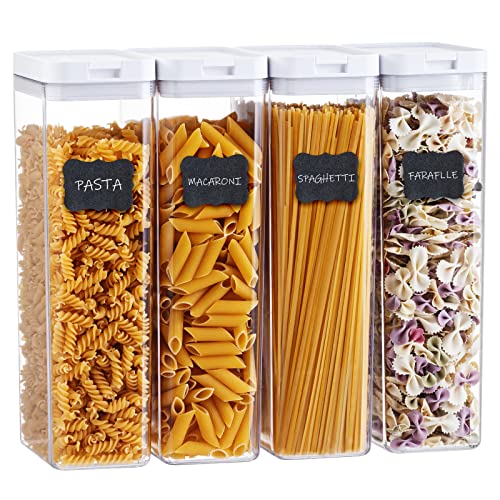 TAILINK Food Storage Containers 4 Pieces, BPA Free Plastic Airtight Food Storage Containers with Lids, Extra Large Tall Kitchen Pantry Organization and Storage for Dry Food, Flour, Sugar and Cereal