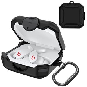 Case for Beats Fit Pro 2021, Secure Lock Cases Compatible with Beats Fit Pro Protective Cover Earbuds Carry Switch Protector with Anti-Lost Carabiner (Black)