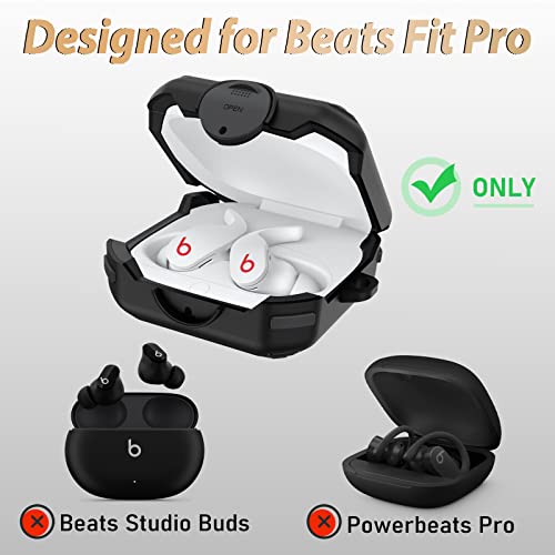 Case for Beats Fit Pro 2021, Secure Lock Cases Compatible with Beats Fit Pro Protective Cover Earbuds Carry Switch Protector with Anti-Lost Carabiner (Black)