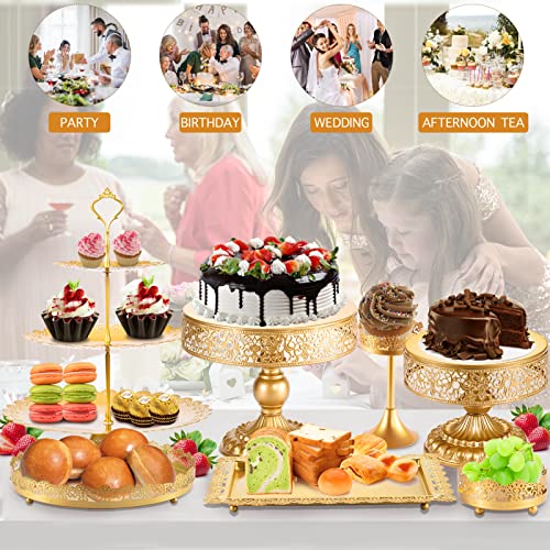 Cake Stand Set-8 Pcs Gold Cake Stand -Dessert Table Display Set-Cake Stands for Dessert Table-Table Decoration Display Tower Plate for Baby Shower, Wedding, Birthday Party, Chrismas Celebration