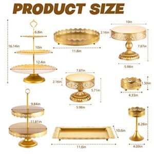 Cake Stand Set-8 Pcs Gold Cake Stand -Dessert Table Display Set-Cake Stands for Dessert Table-Table Decoration Display Tower Plate for Baby Shower, Wedding, Birthday Party, Chrismas Celebration