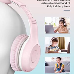 Neesolo Kids Wireless Headphones, Kids Headphones Girls with Microphone, Wireless 5.0 Stereo Sound Kids Headset for School, Comfort-Fit Over Ear Children Headphones for iPad Tablet Home School