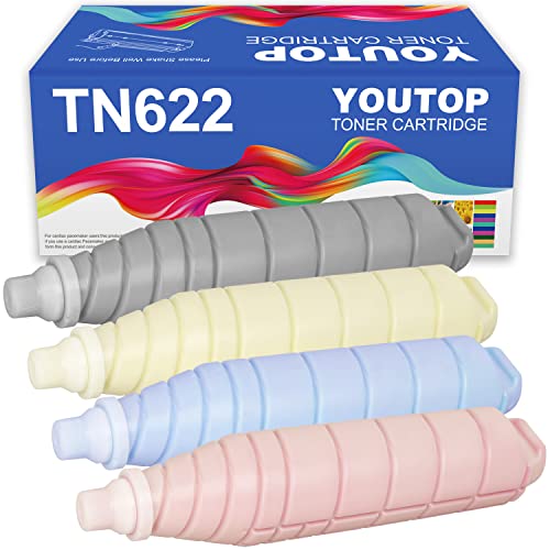 YOUTOP 4PK TN-622 TN622 Toner Cartridge Compatible for Konica minolta bizhub C1085 C1100 C6085 C6110