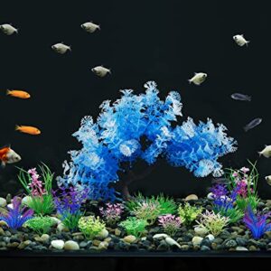 MyLifeUNIT Fish Tank Decorations, 15 Pack Artificial Aquarium Plants Tree Set for Fish Tank Decor (Bule Set)