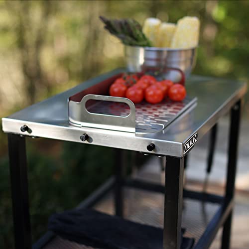 NUUK Three-Shelf Rolling Outdoor Dining Cart Table, 16" x 24" Stainless Steel Commercial Multifunctional Kitchen Food Prep Worktable on Wheels