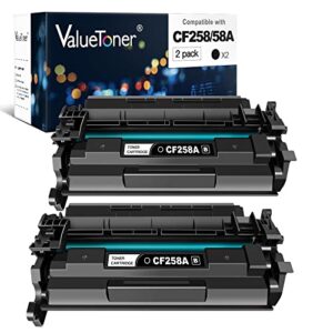 valuetoner 58a cf258a compatible toner cartridge replacement for hp 58a cf258a cf258x 58x to use with pro m404dn m404n m404dw mfp m428fdw m428dw m428fdn toner printer m404 m428 (black 2-pack)