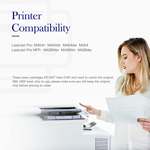 Valuetoner 58A CF258A Compatible Toner Cartridge Replacement for HP 58A CF258A CF258X 58X to use with Pro M404dn M404n M404dw MFP M428fdw M428dw M428fdn Toner Printer M404 M428 (Black 2-Pack)