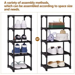 Calmootey 4-Tie Shoe Rack,Shoe Shelf Storage Organizer,Entryway,Bedroom,Black