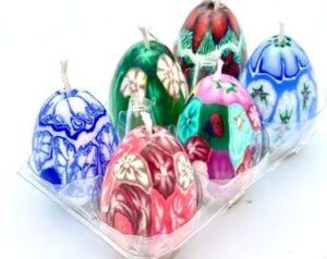 alan’s art “easter egg” translucent scent-free candle (set of 6, multi-colored)