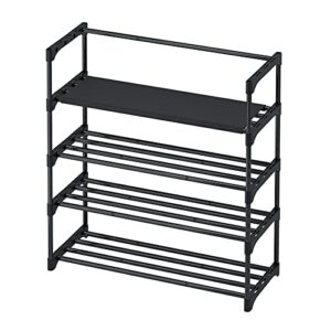 Calmootey 4-Tie Shoe Rack,Shoe Shelf Storage Organizer,Entryway,Bedroom,Black