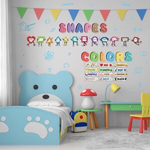 96 Pieces Toddler Educational Preschool Posters Alphabet Bulletin Board for Classroom Wall Decor Number Letters Colors and Shapes Cutouts Kids Early Learning Poster Cards for Classroom Wall Decor