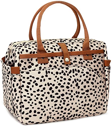 Lunch Bag Women Insulated Lunch Box Large Cooler Lunchbox Tote Bags Adult Reusable Boxes for Ladies Work Picnic School Beach (Cheetah-Apricot)