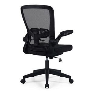 karxas ergonomic office chair breathable mesh desk chair, lumbar support computer chair with wheels and flip-up arms, swivel task chair, adjustable height home gaming chair (black)