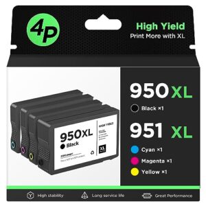 【larger capacity】 950xl 951xl high-yield ink cartridges 4 combo pack, replacement for hp 950 951 xl ink cartridges, works with officejet pro 8600 8610 8620 8625 printer (1bk/1c/1m/1y)