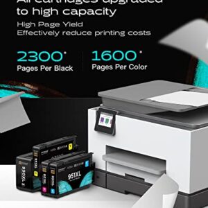 【Larger Capacity】 950XL 951XL High-Yield Ink Cartridges 4 Combo Pack, Replacement for HP 950 951 XL Ink Cartridges, Works with OfficeJet Pro 8600 8610 8620 8625 Printer (1BK/1C/1M/1Y)