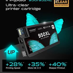 【Larger Capacity】 950XL 951XL High-Yield Ink Cartridges 4 Combo Pack, Replacement for HP 950 951 XL Ink Cartridges, Works with OfficeJet Pro 8600 8610 8620 8625 Printer (1BK/1C/1M/1Y)