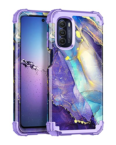 Rancase Compatible with Moto G Stylus 2022 5G/4G Case,Three Layer Heavy Duty Shockproof Protection Hard Plastic Bumper +Soft Silicone Rubber Protective Case for Motorola G Stylus 2022,Purple