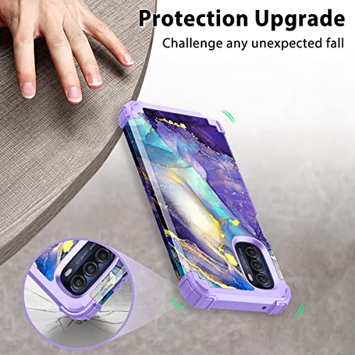 Rancase Compatible with Moto G Stylus 2022 5G/4G Case,Three Layer Heavy Duty Shockproof Protection Hard Plastic Bumper +Soft Silicone Rubber Protective Case for Motorola G Stylus 2022,Purple