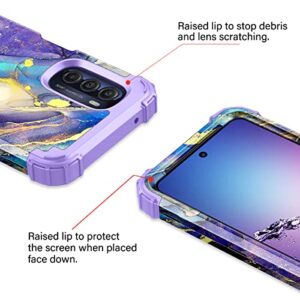 Rancase Compatible with Moto G Stylus 2022 5G/4G Case,Three Layer Heavy Duty Shockproof Protection Hard Plastic Bumper +Soft Silicone Rubber Protective Case for Motorola G Stylus 2022,Purple