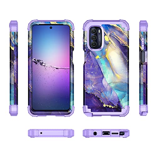 Rancase Compatible with Moto G Stylus 2022 5G/4G Case,Three Layer Heavy Duty Shockproof Protection Hard Plastic Bumper +Soft Silicone Rubber Protective Case for Motorola G Stylus 2022,Purple