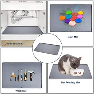 Under Sink Mat for Kitchen Waterproof, 34" x 22" Silicone Under Sink Liner Cabinet Mat Cabinet Protector, Sink Mats for Kitchen, Bathroom and Laundry Room