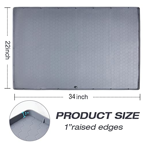 Under Sink Mat for Kitchen Waterproof, 34" x 22" Silicone Under Sink Liner Cabinet Mat Cabinet Protector, Sink Mats for Kitchen, Bathroom and Laundry Room