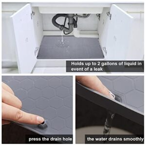 Under Sink Mat for Kitchen Waterproof, 34" x 22" Silicone Under Sink Liner Cabinet Mat Cabinet Protector, Sink Mats for Kitchen, Bathroom and Laundry Room