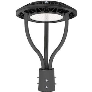 led post top light with dusk to dawn photocell,80w/100w/120w/150w power tunable,3cct 3000k-4000k-5000k,outdoor post light led circular pole light,for parking lot garden lighting,ip65 dlc&etl listed
